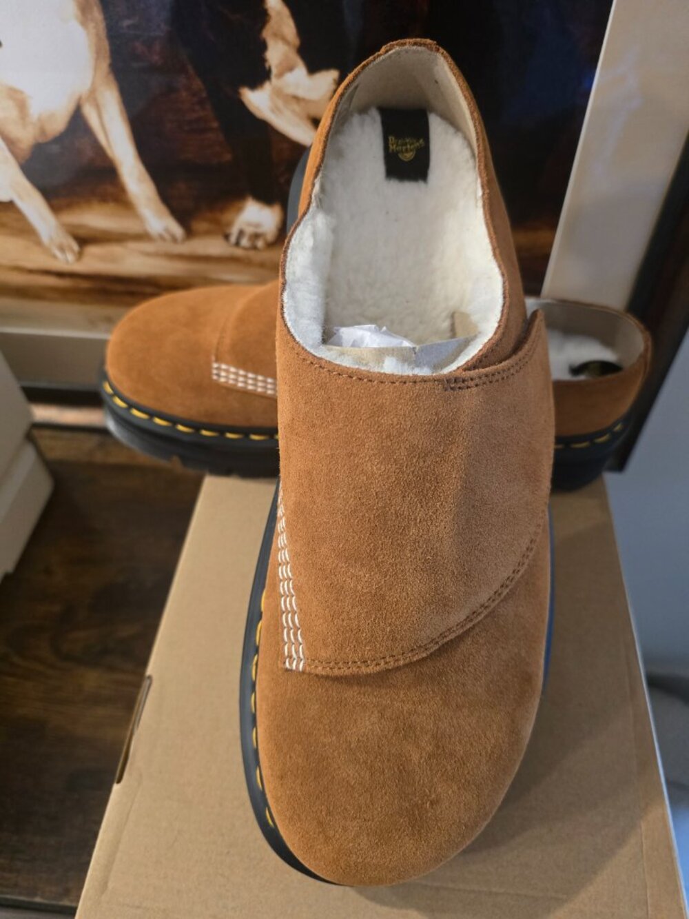 Dr. Martens Zebzag Anywair WL Mules Clogs Shoes WARM LINED Brown Mens Sz 11 NEW